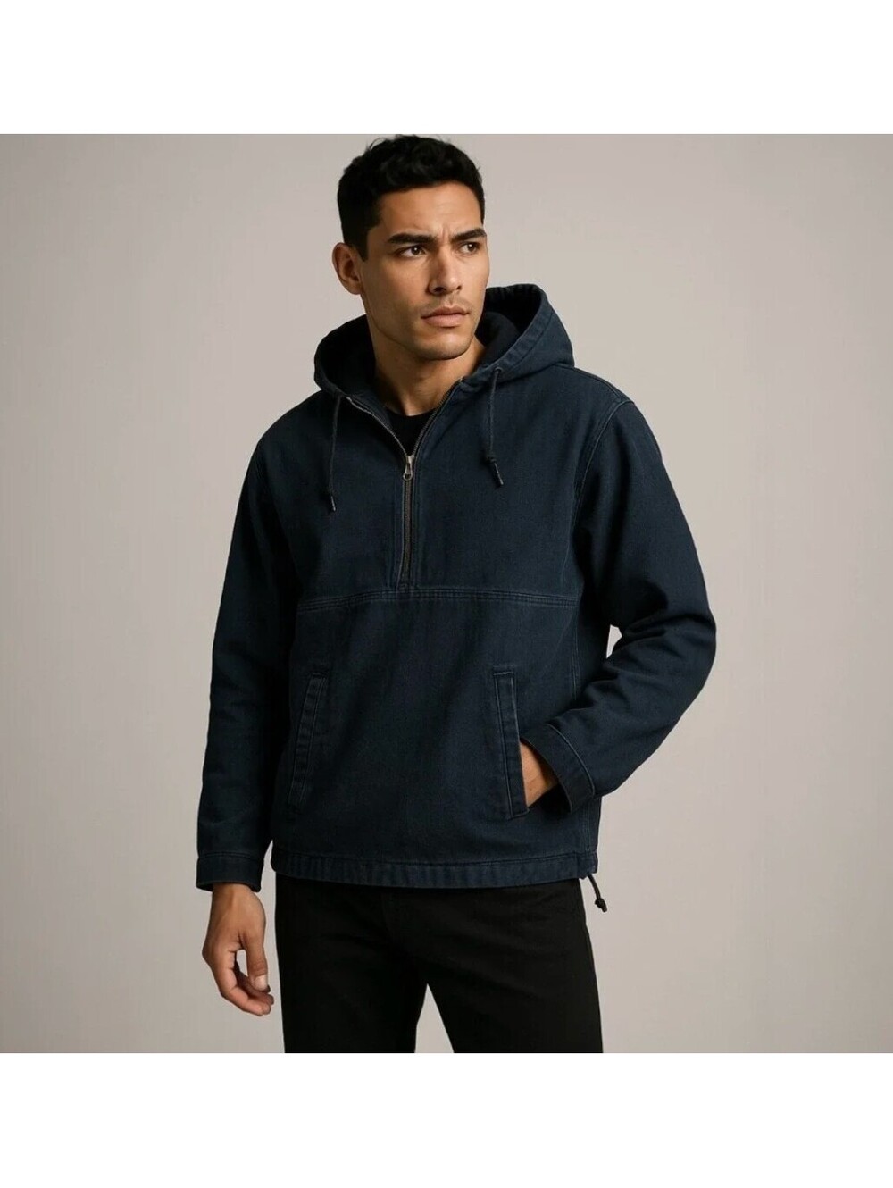Rag & Bone Navy Anorak Drawstring Hoodie - Men's Medium